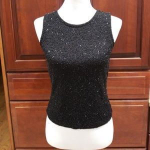 Ladies sleeveless Ann Taylor black beaded top